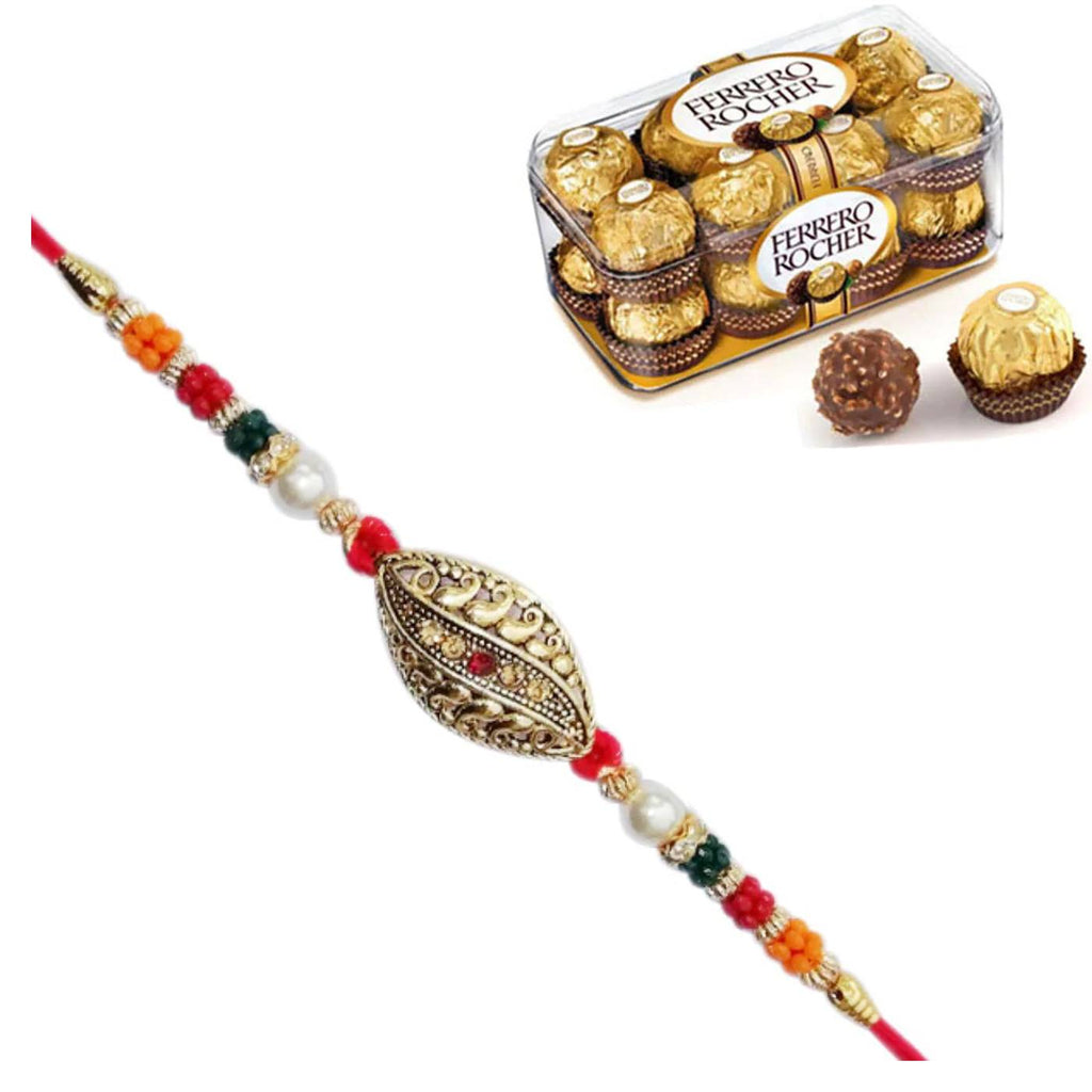 1 Rakhi - Fancy Rakhi With Ferrero Rocher Chocolate Box