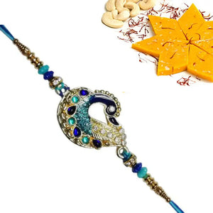 1 Rakhi - Peacock Rakhi With Indian Sweets