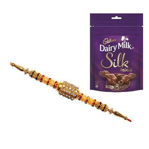 1 Rakhi - American Diamonds Rakhi with Chocolate Pack