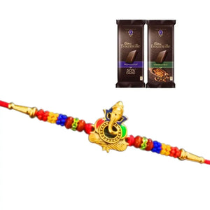 1 Rakhi - Colorful Ganesh Rakhi With Chocolate Box