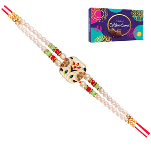 1 Rakhi - Colorful White Rakhi With Chocolate Box