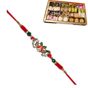 1 Rakhi - Colorstone Rakhi With Indian Sweets