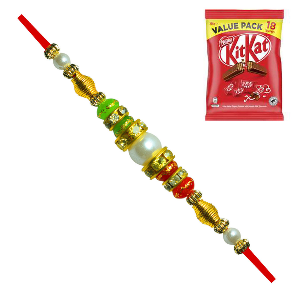 1 Rakhi - Pearl Rakhi With Kitkat Chocolate