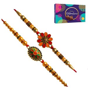 2 Rakhi - Designer Fancy Rakhi With Chocolate Box