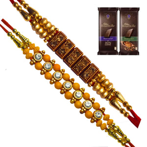 2 Rakhi - American Diamond Rakhis With Chocolate Box