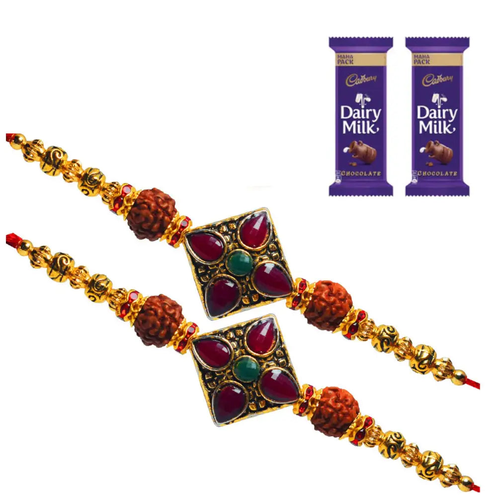2 Rakhi - Fancy Rakhis With Chocolate Box