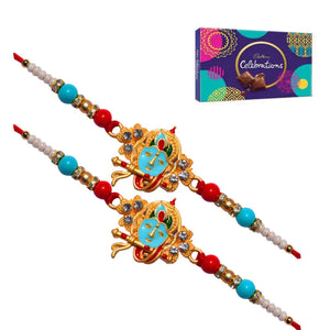 2 Rakhi - Lord Krishna Rakhis With Chocolate Box