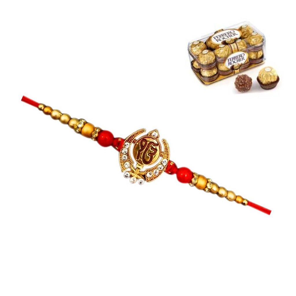 1 Rakhi - Ek Onkar Rakhi With Indian Sweet Or Chocolates