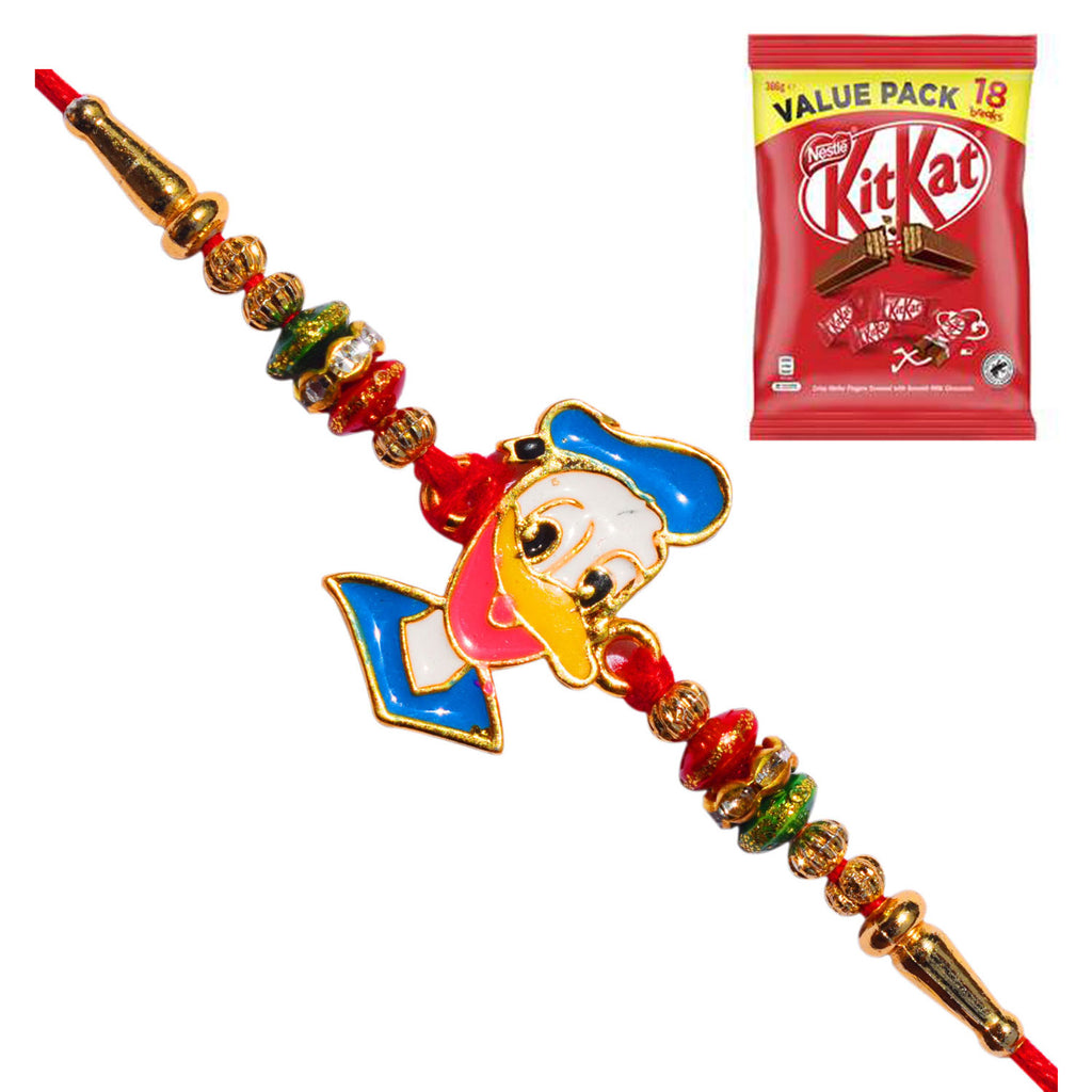 1 Rakhi - Donald Duck Rakhi and Kitkat Chocolate