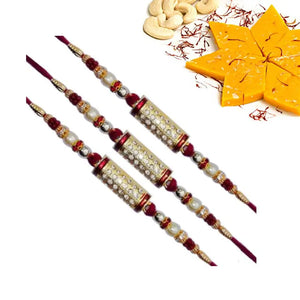 3 Rakhi - Diamond Rakhi Set With Indian Sweets