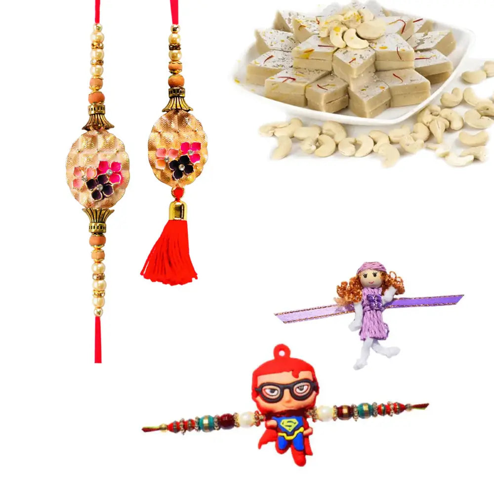 4 Rakhi - Bhabhi Rakhi And Kids Rakhi With Indian Sweets