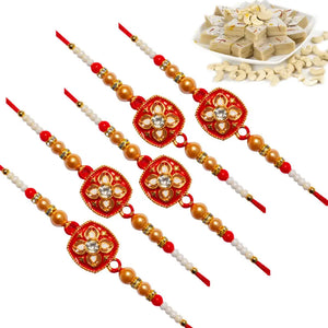 5 Rakhi - Fancy Handcrafted Rakhi With Indian Sweets
