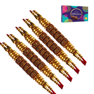 5 Rakhi - Beads Studded Rakhi With Chocolates