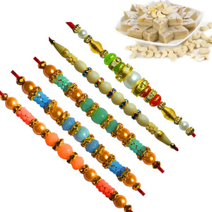 5 Rakhi - Coloring Beads Rakhis With Indian Sweets
