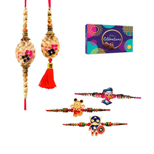 5 Rakhi - Exclusive Family Rakhi Set With Chocolate Box