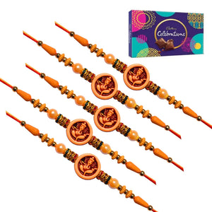 5 Rakhi - Ganeshji Rakhi Set with Chocolate Box
