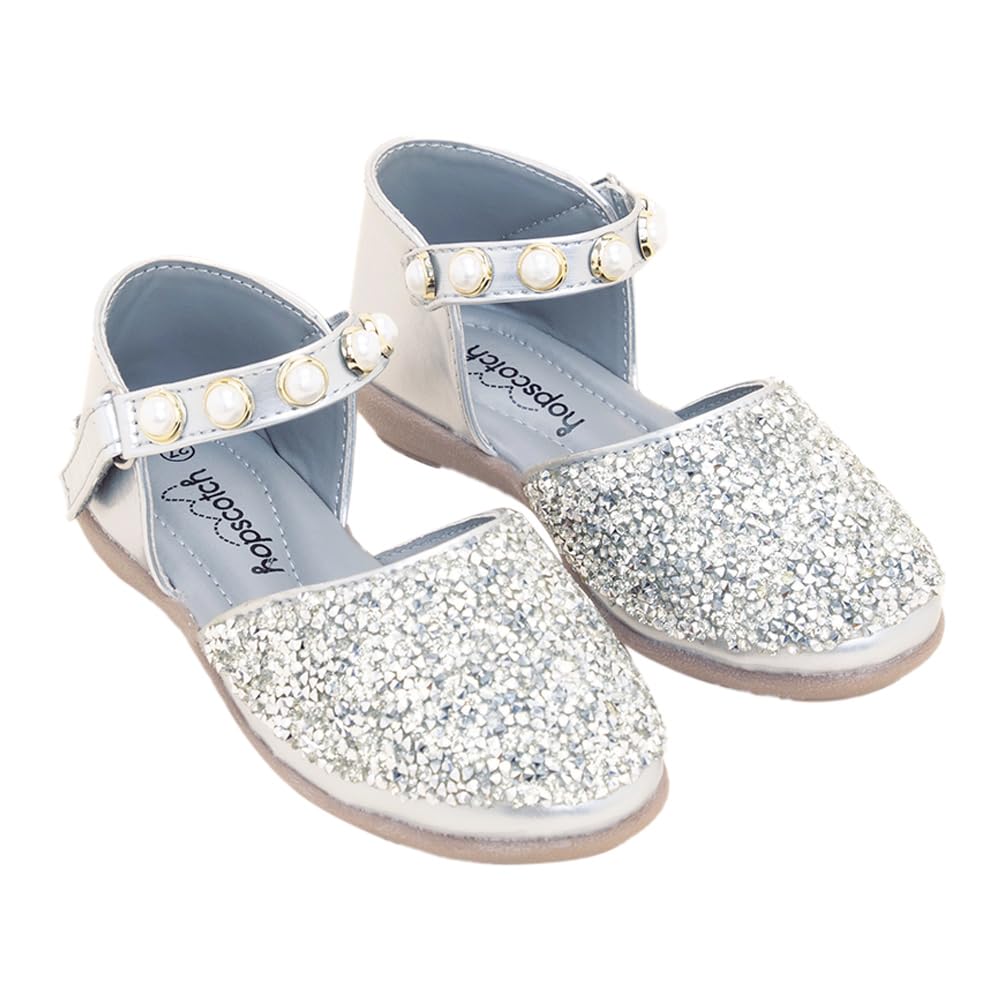 Girls Synthetic and PU Glitter Embellished Mary Jane In Silver Color For, UK : 7