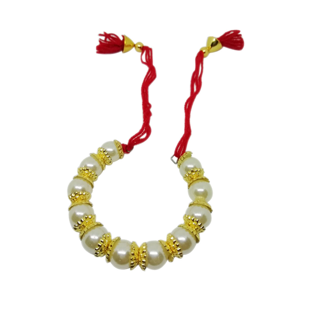 1 Rakhi - White Pearl Rakhi For Girls