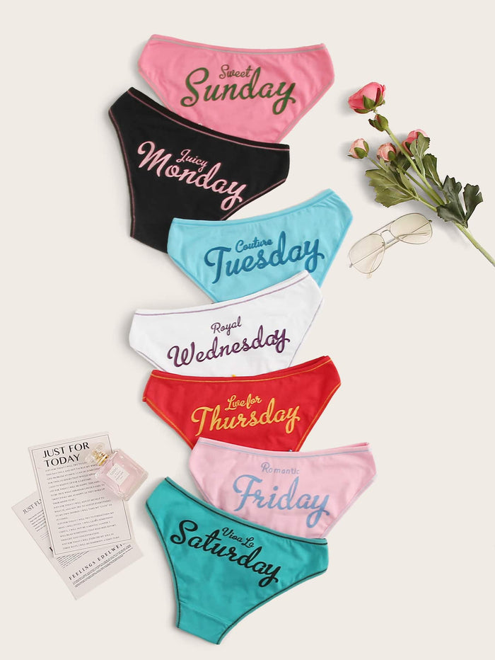 7pack Letter Graphic Panty Set