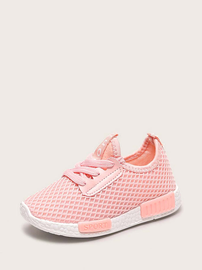 Girls Letter Patch Lace-up Front Sneakers