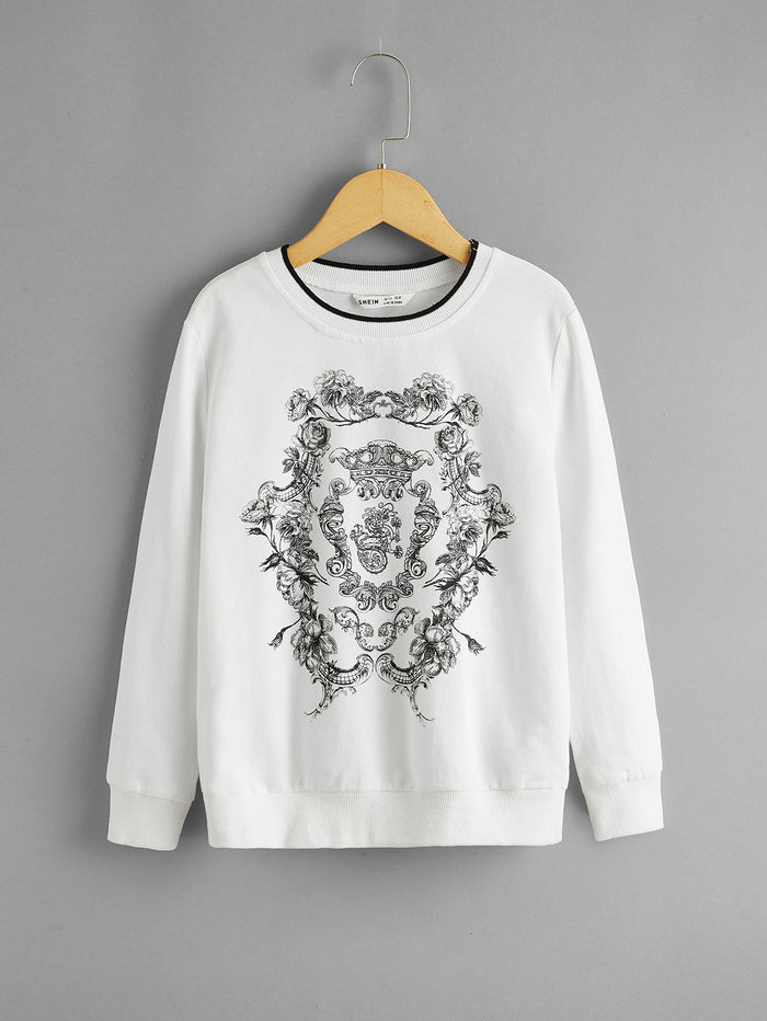 Boys Baroque Print Drop Shoulder Sweatshirt