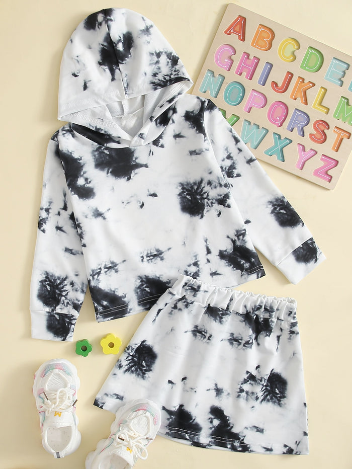 Toddler Girls Tie Dye Hoodie & Skirt Set