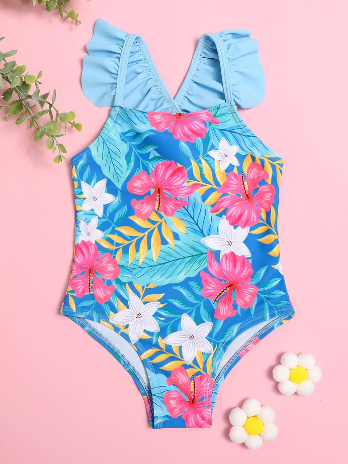 Toddler Girls Floral & Tropical Ruffle One Piece Swimsuit