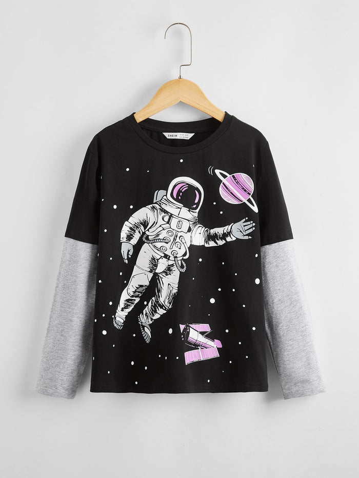 Boys Astronaut & Galaxy Print 2 In 1 Tee