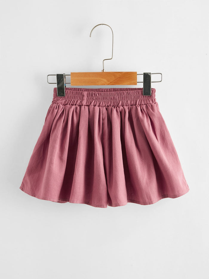 Toddler Girls Solid Elastic Waist Shorts