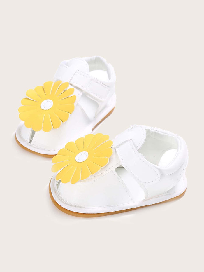 Baby Girl Floral Decor Velcro Strap Sandals