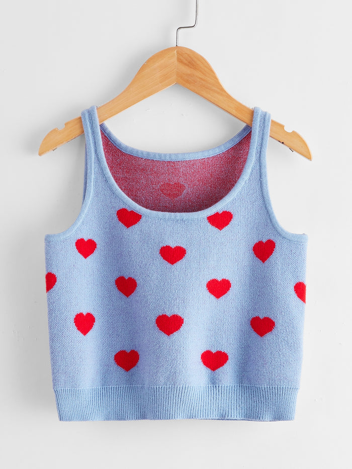 Girls Heart Pattern Sweater Vest
