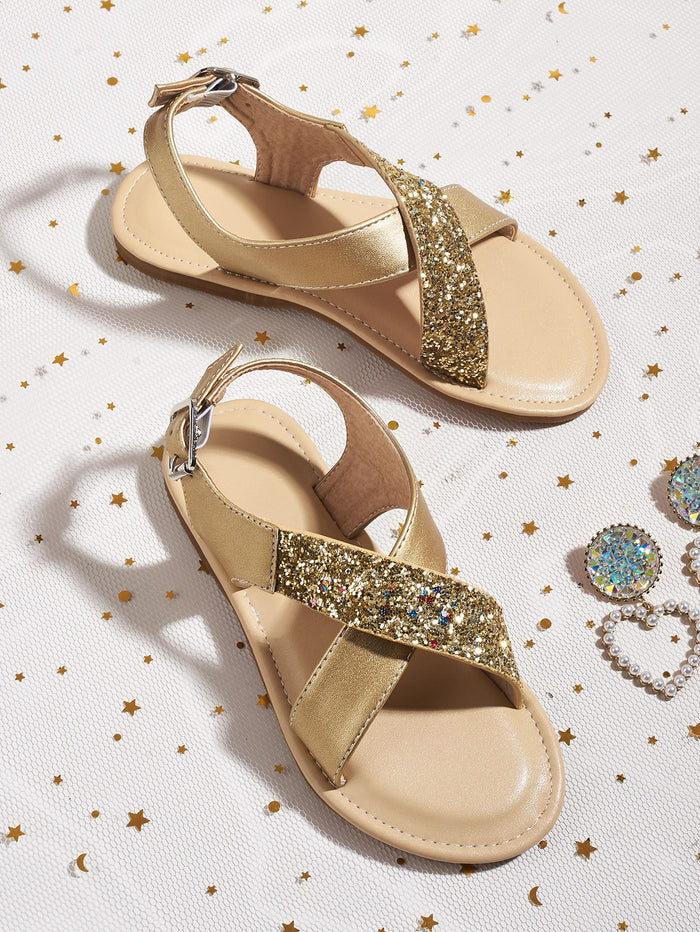 Toddler Girls Glitter Slingback Sandals Gold