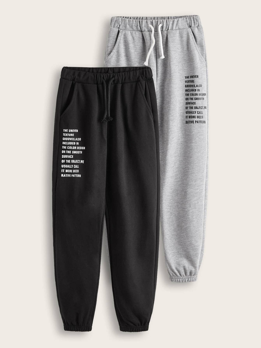 Boys 2pcs Drawstring Waist Slogan Graphic Sweatpants