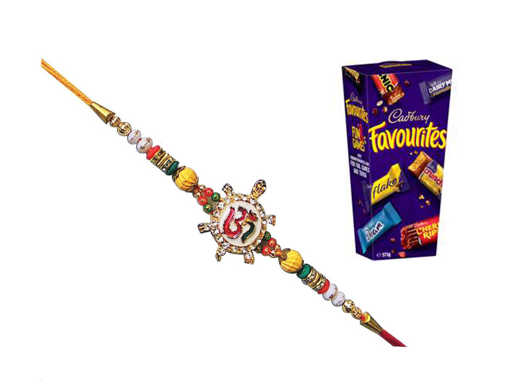 1 Rakhi - Om Rakhi With Cadbury Favourites Chocolates