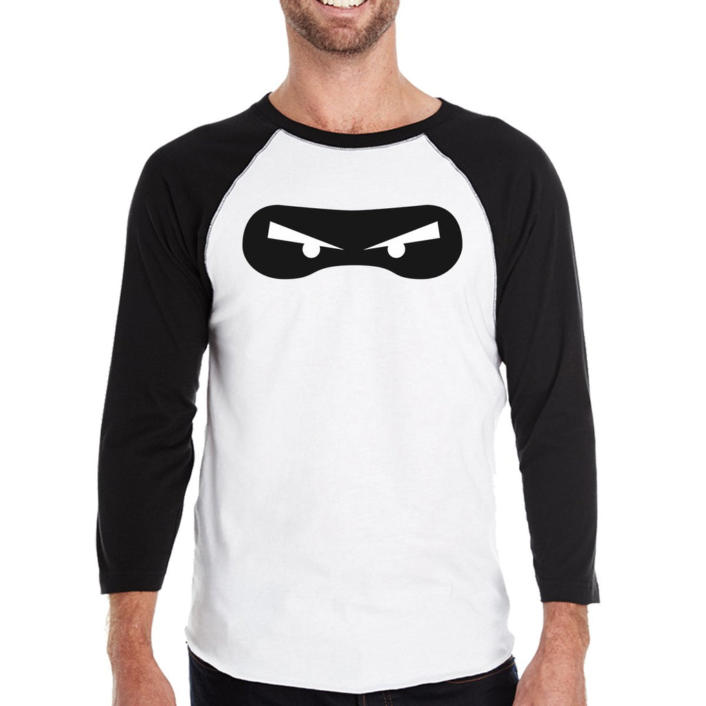 Ninja Eyes Mens Black And White BaseBall Shirt