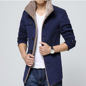 Winter Jackets Mens Casual Men Blends Fleece Warm Windbreaker Coats Men Jackets Clothing Fashion Bomber Jacket Men Coat Solid