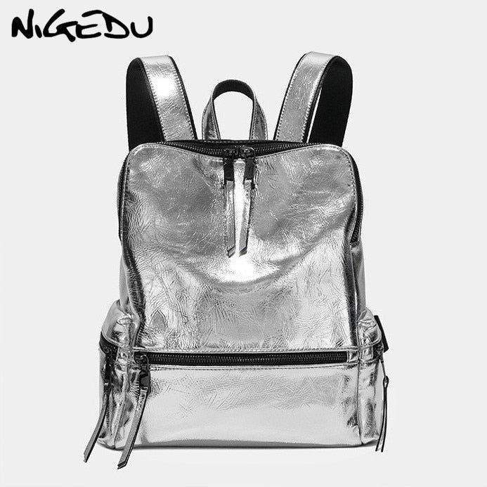 Wide Silver Real Bagpack Backpack Bag for Girls Backpack Bag