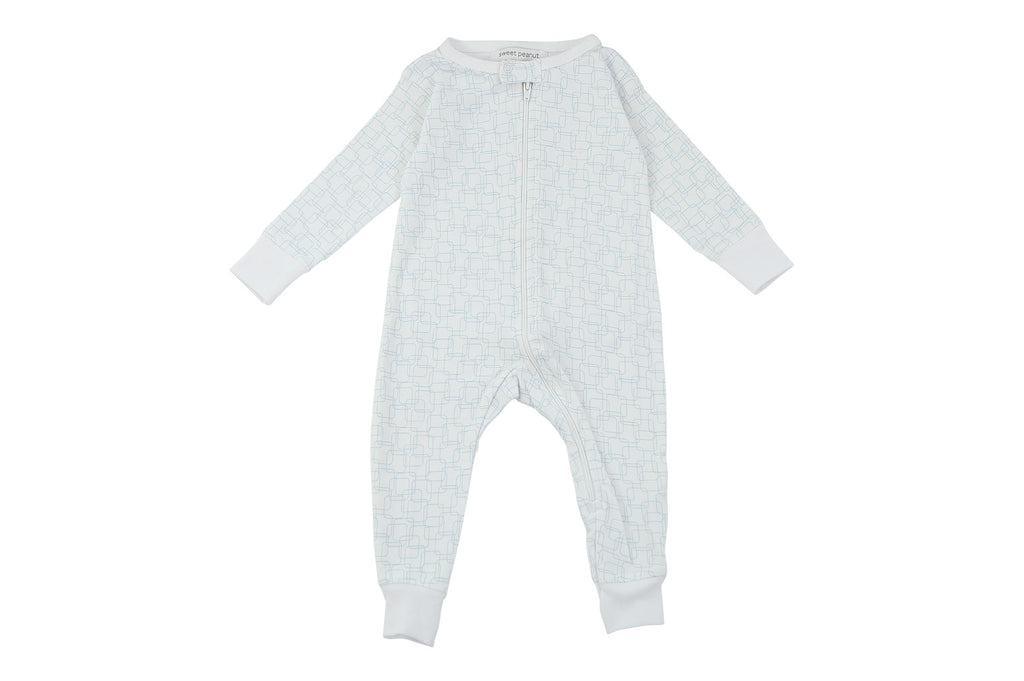 Toddler Boy Jumpsuits - long romper in blue squares