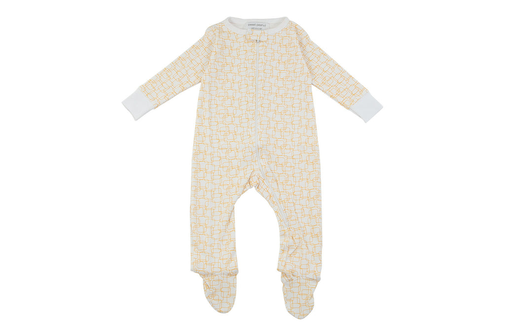 Toddler Boy Jumpsuits - footed pajamas in orange squares