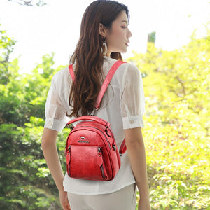 Mini Leather Backpacks for Women Multifunction Travel Backpack Kangaroo Backpacks Sac a Dos School Bags for Teenage Girls