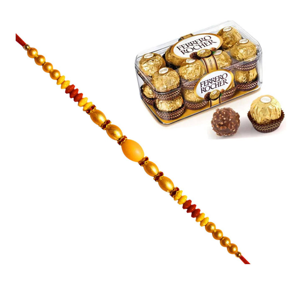 1 Rakhi - Beads Rakhi With Ferrero Rocher Chocolate Box