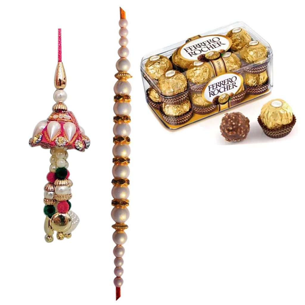 2 Rakhi - Bhaiya Bhabhi Rakhi Set With Ferrero Rocher Chocolate Box