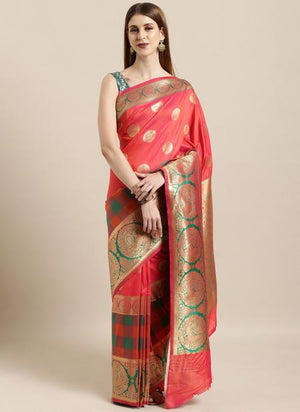 Pink Silk Festival Wear Weaving Saree