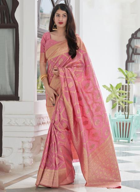 Pink Silk Reception Wear Weaving Saree