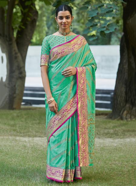 Pista Green Silk Party Wear Weaving Saree