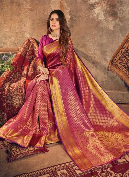 Purple Silk Traditional Wear Weaving Saree