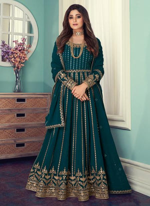 Rama Georgette Wedding Wear Embroidery Work Anarkali Suit