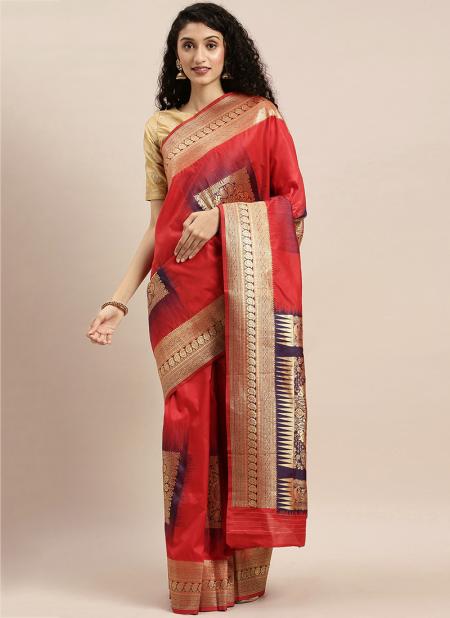 Red Silk Traditional Wear Weaving Saree