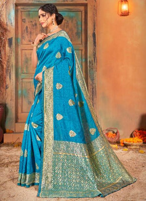 Sky blue  Banarasi Silk Traditional Wear Weaving Saree