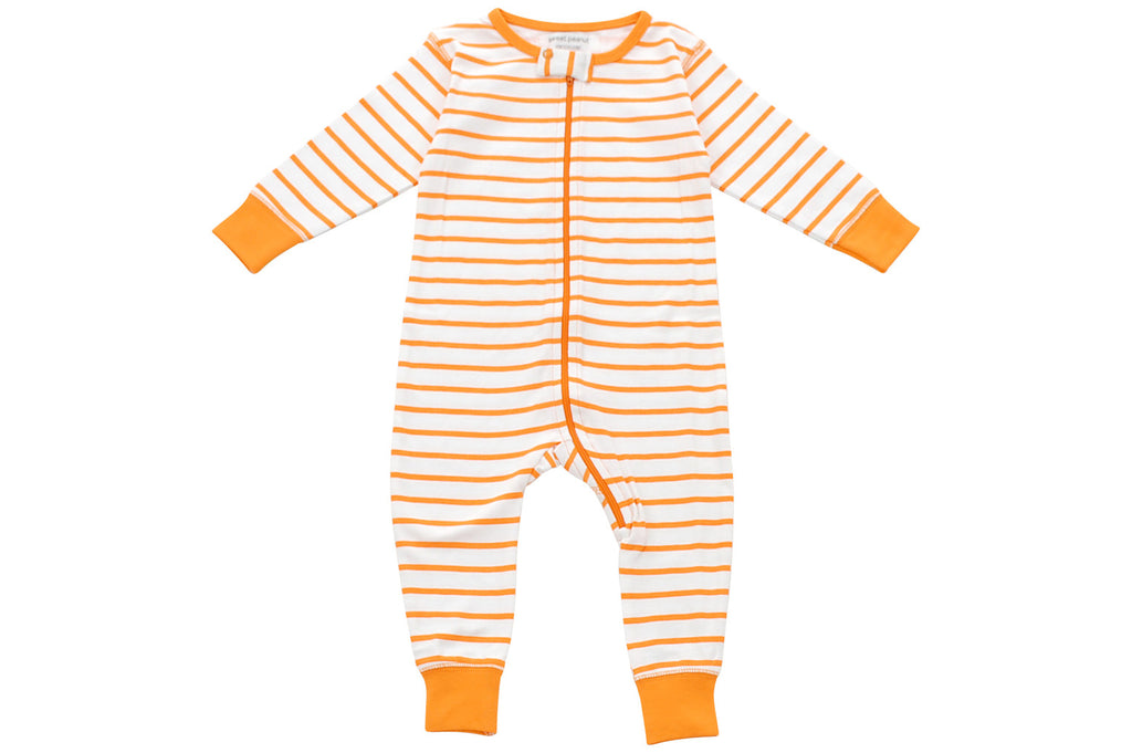 Toddler Boy Jumpsuits - long romper in orange marseille stripe